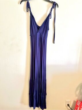Women's Navy Tie-Shoulder Maxi Dress